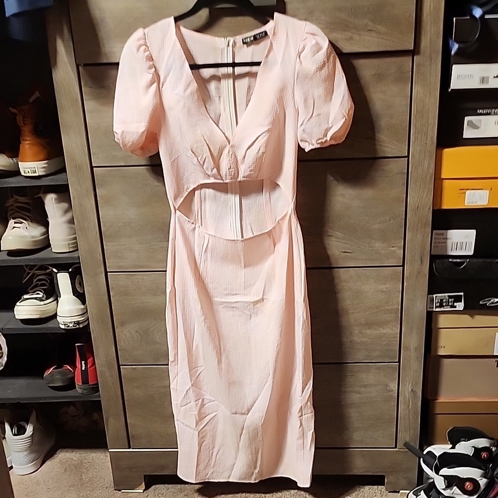 SHEIN Pink Cut Out Tie Front Cocktail Dress